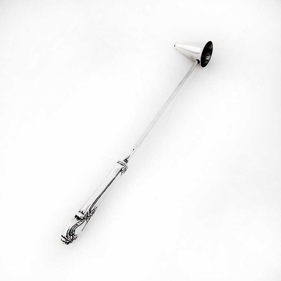 Floral Scroll Candle Snuffer Web Sterling Silver 1950s
