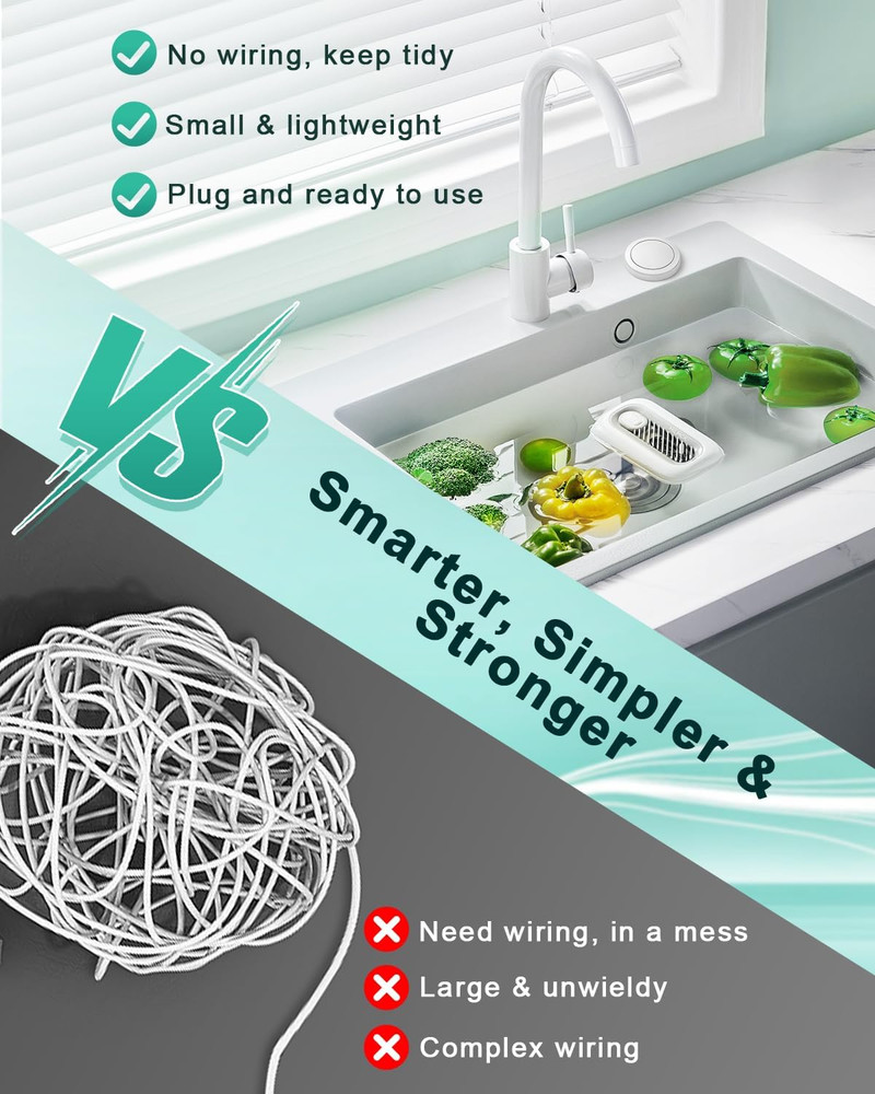 Garbage Disposal Wireless Switch Kit, Remote Control Outlet, No Drilling On Sink