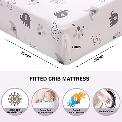 Grey Elephant Bedding 3-Piece Elephant Baby Bedding(Grey)