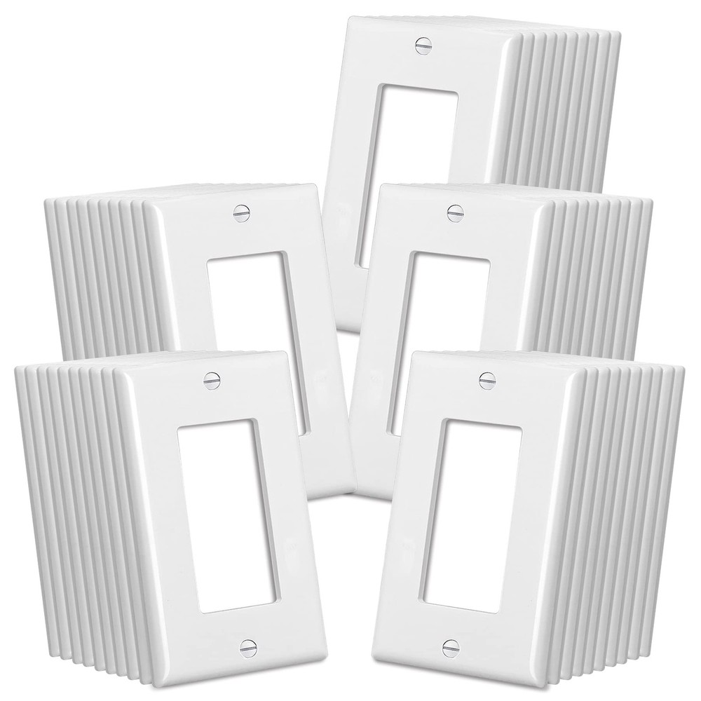 CML Decorator Wall Plates, 50 Pack Electrical 1-Gang 50 Pack, Gloss White