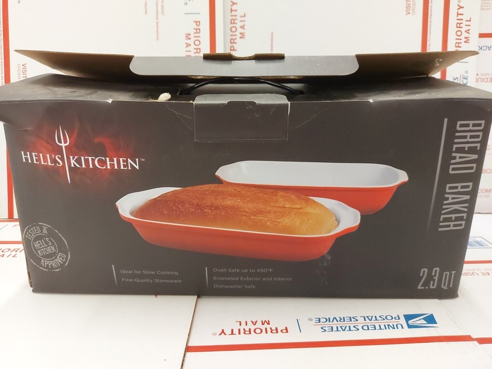 Artisan Bread Baker Hells Kitchen Gordon Ramsey 2.3 Quart Burgundy Red Stoneware