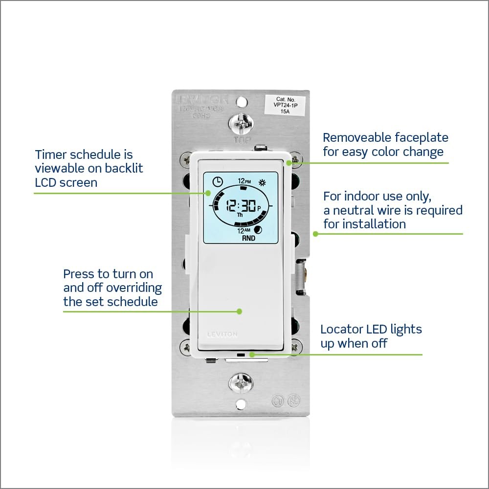 Decora Programmable and Astronomical Timer Switch for Lights and Motor Loads,...