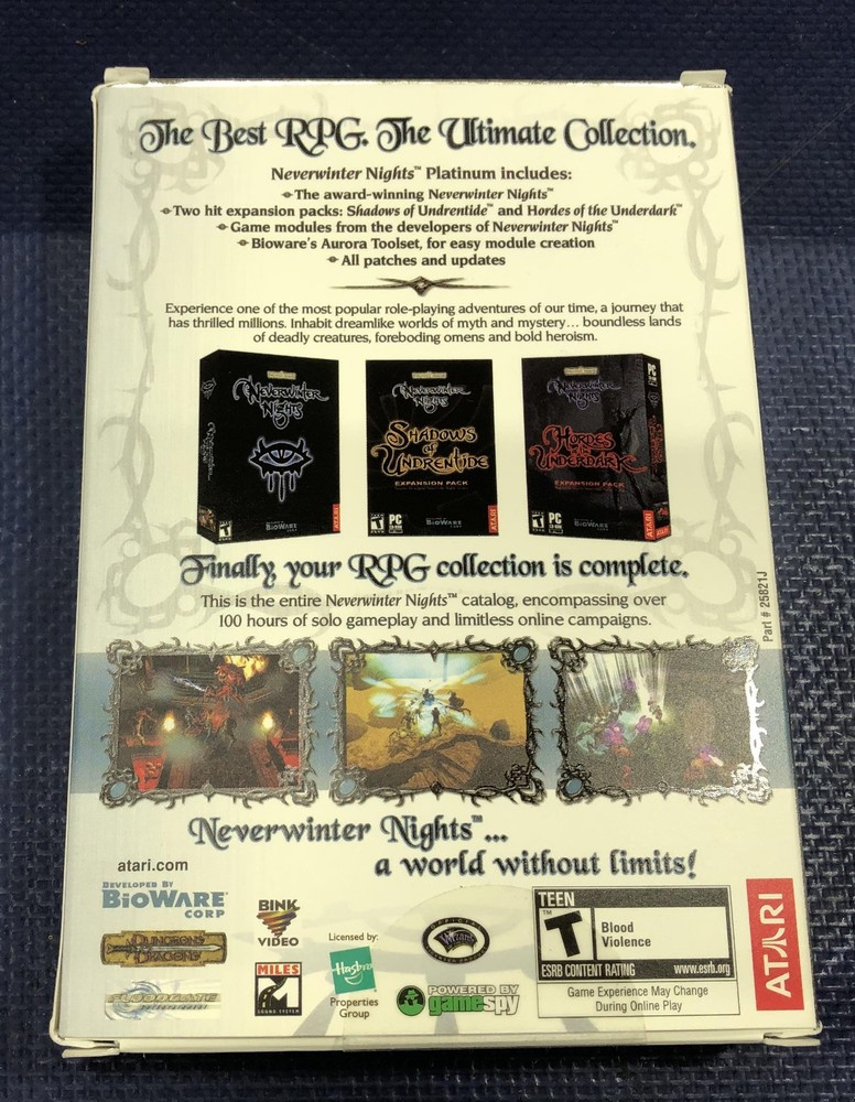 Neverwinter Nights Platinum PC CD-ROM Game 4 Discs