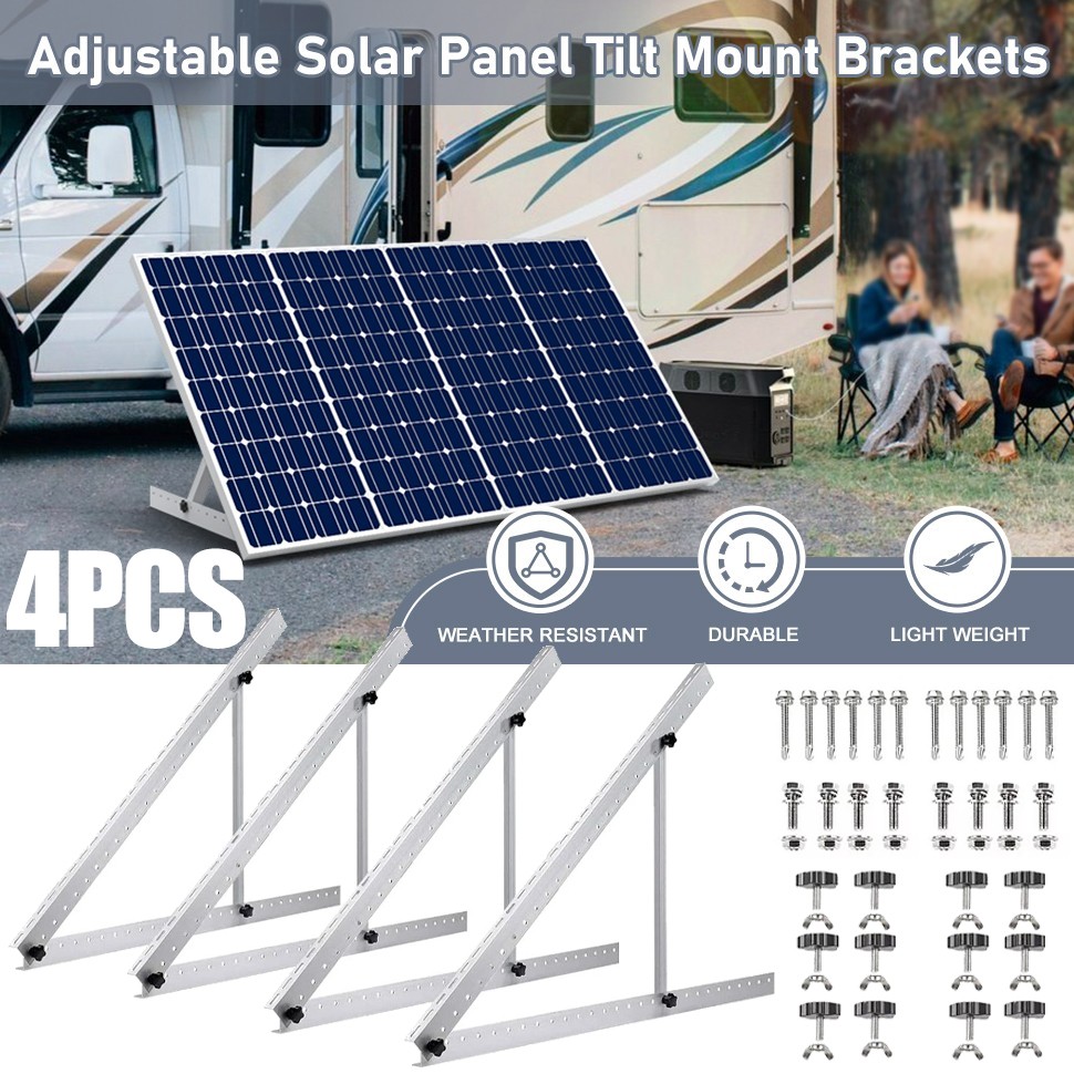 Renogy Solar Panel RV Tilt Mount Brackets Rooftop Flat Surface Adjustable Frame