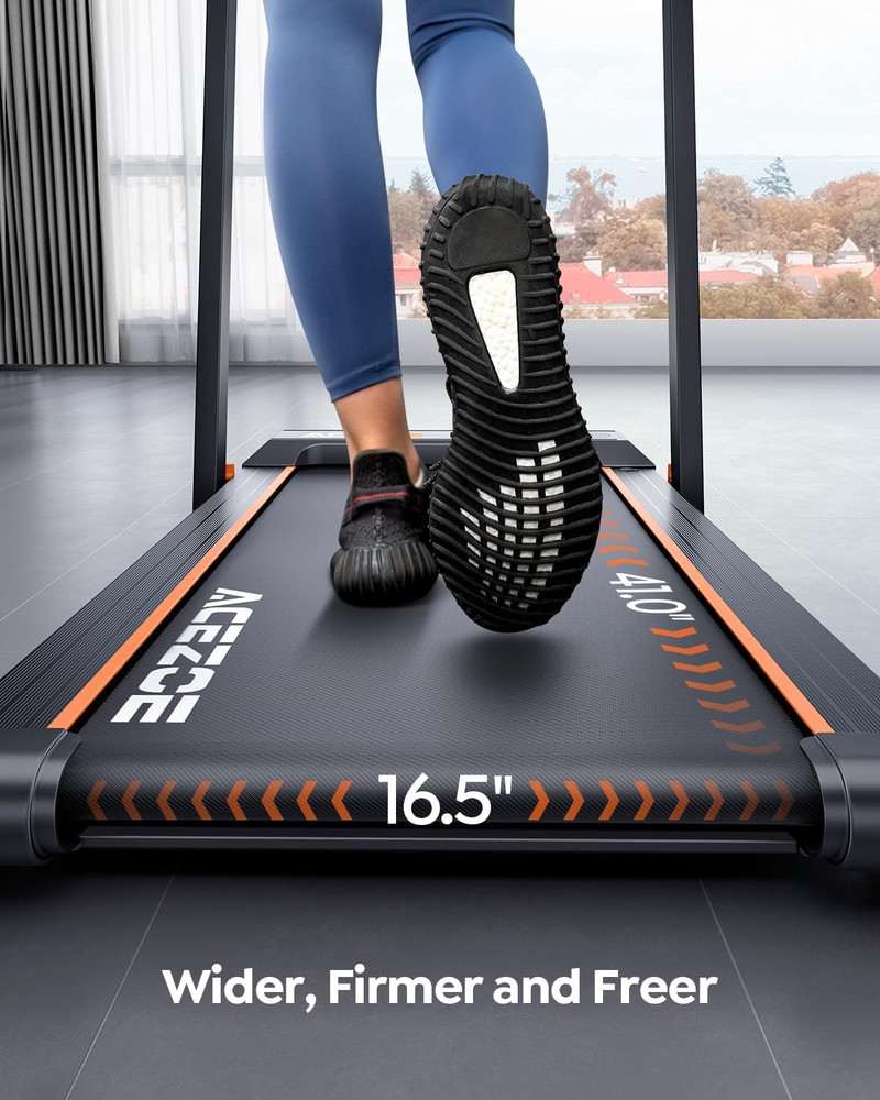 Compact 2-in-1 Folding Treadmill with Handle, 300Lbs Capacity, Smart Apps