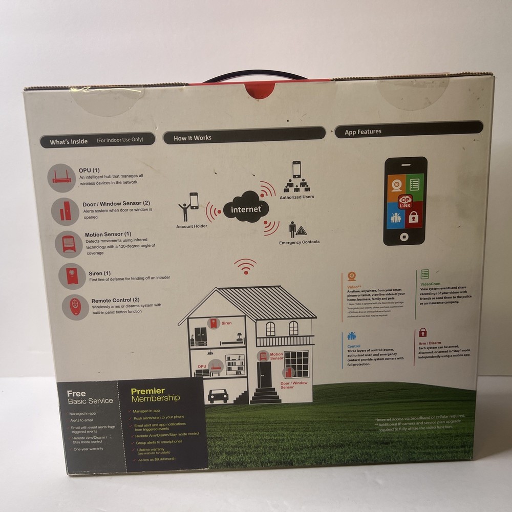 Oplink Alarm Shield Security System No Monthly Fee Mobile App