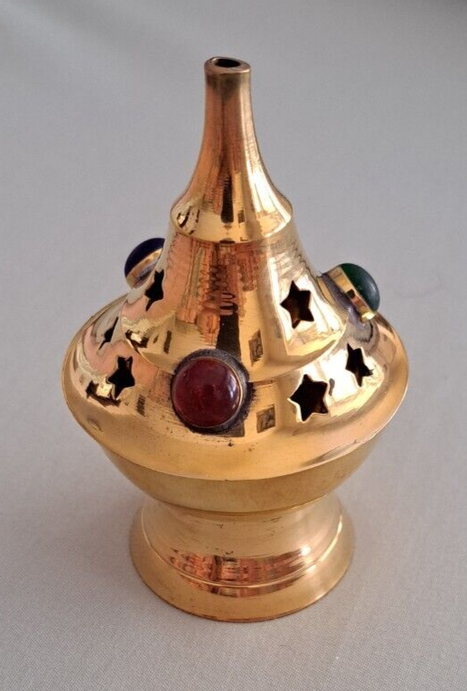 Brass Cone Burner with Beads - 4" Height.