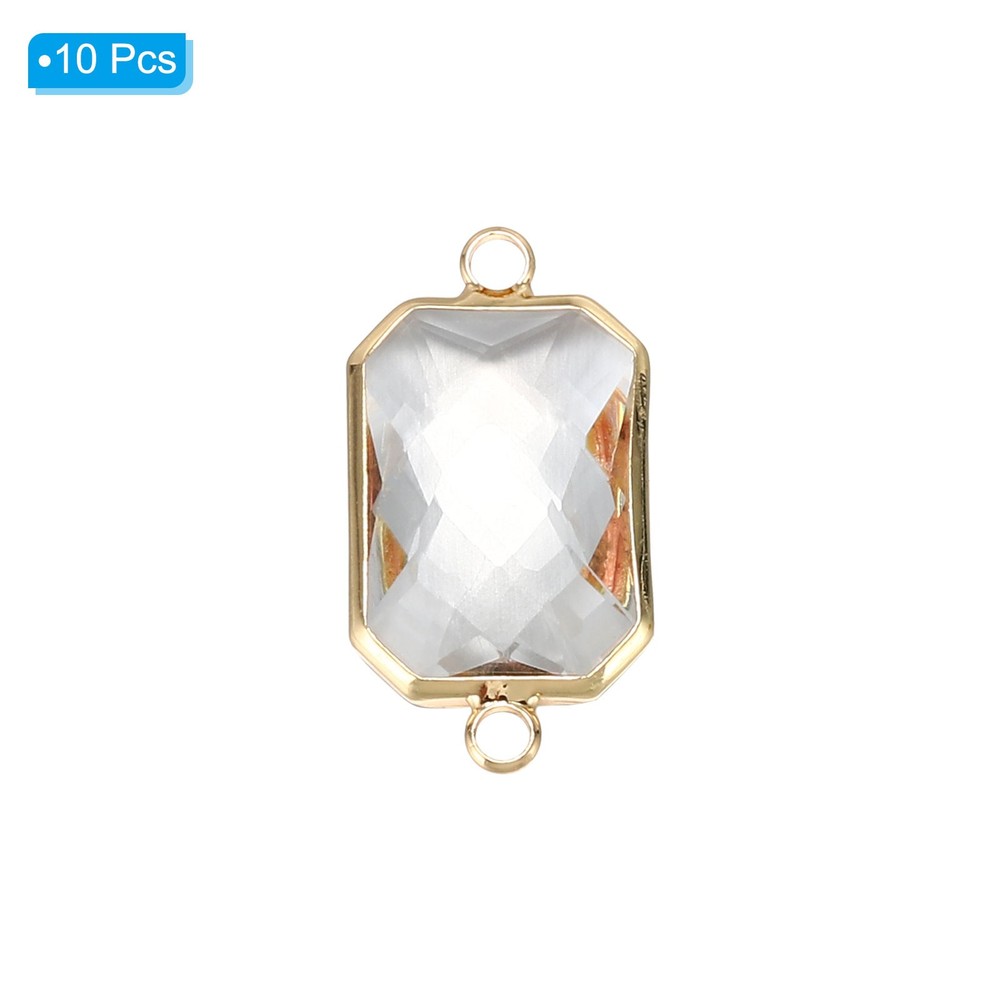 Birthstone Connector Link, 10Pcs Diamond Links Rectangle, White