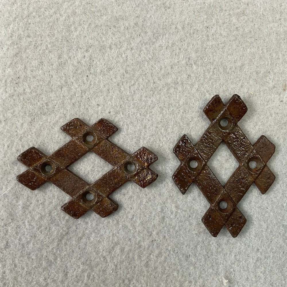 Antique Cast Iron Decorative Cabinet Hardware Diamond Pattern Pulls Set of 8