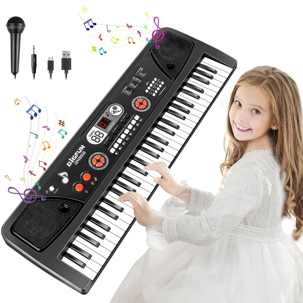 Keyboard Piano for Kid - 61 Key Fun Electronic Pianos with Screen & Microphon...