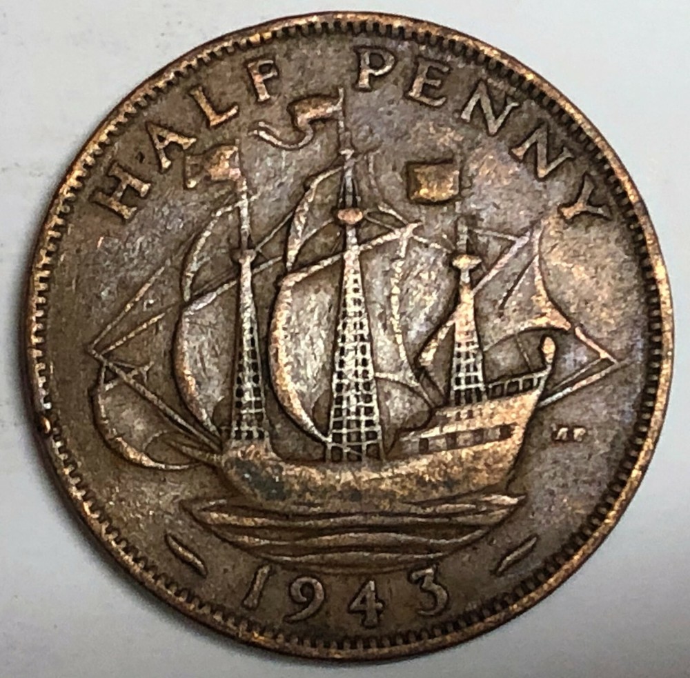 # C3638     GREAT BRITAIN     COIN,     HALF PENNY    1943