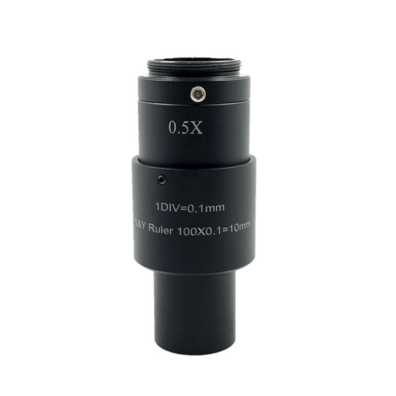 0.5X Microscope Industrial Camera Scale Adapter C-mount with Calibration Reticle