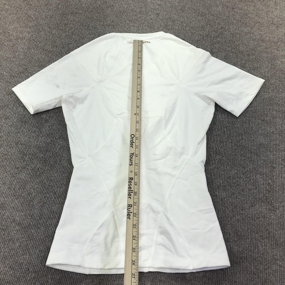 Tommie Copper Mens Medium Compression Shirt White Lower Back Support Zip Top