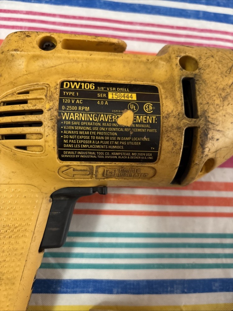 DeWalt DW106 VSR Corded 3/8" Variable Speed Heavy Duty Keyless Drill TESTED