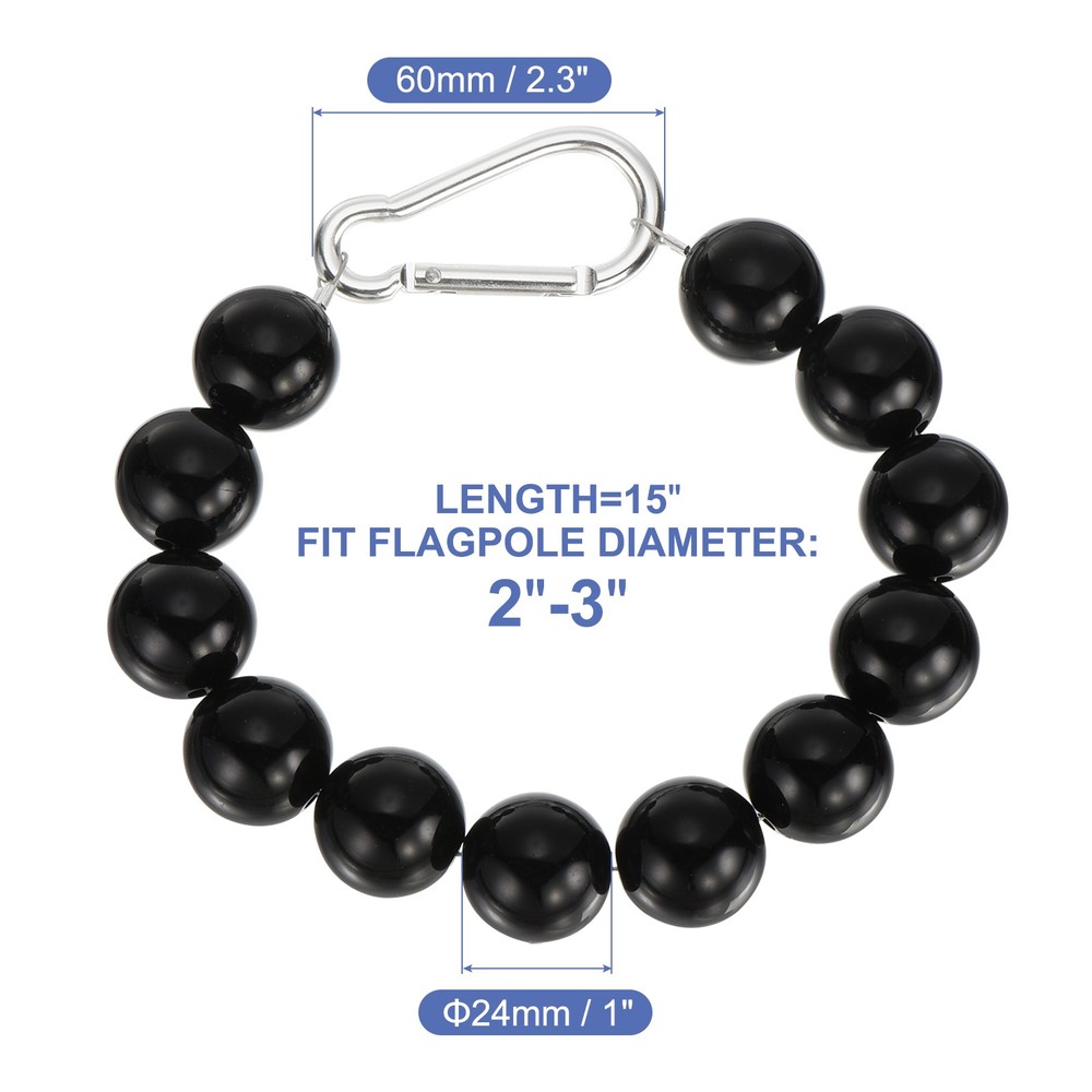 1 Pcs Flag Pole Beaded Retainer Ring, Black