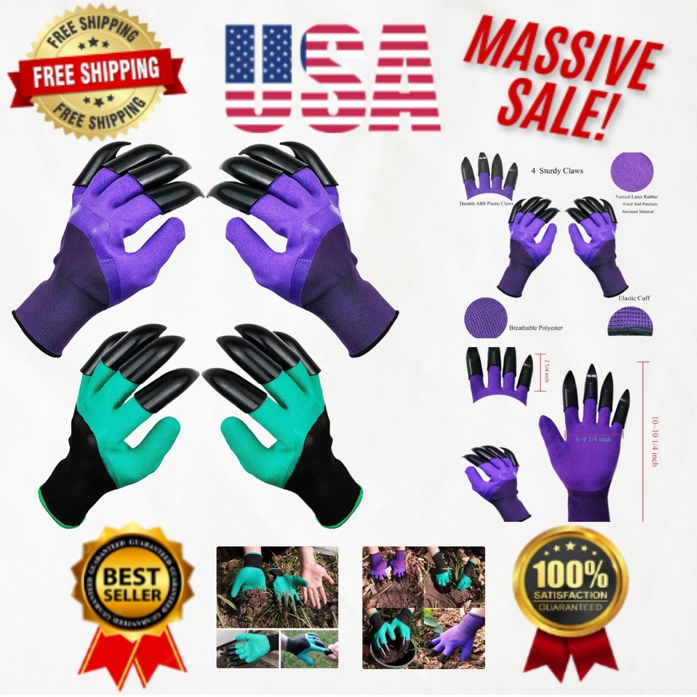 Comfortable Universal Size Claw Gloves for Gardening – Clean & Efficient Digging