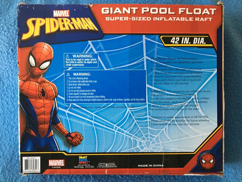 GIANT POOL FLOAT Spider-Man Marvel 42" Diameter Inflatable Raft NEW Sealed