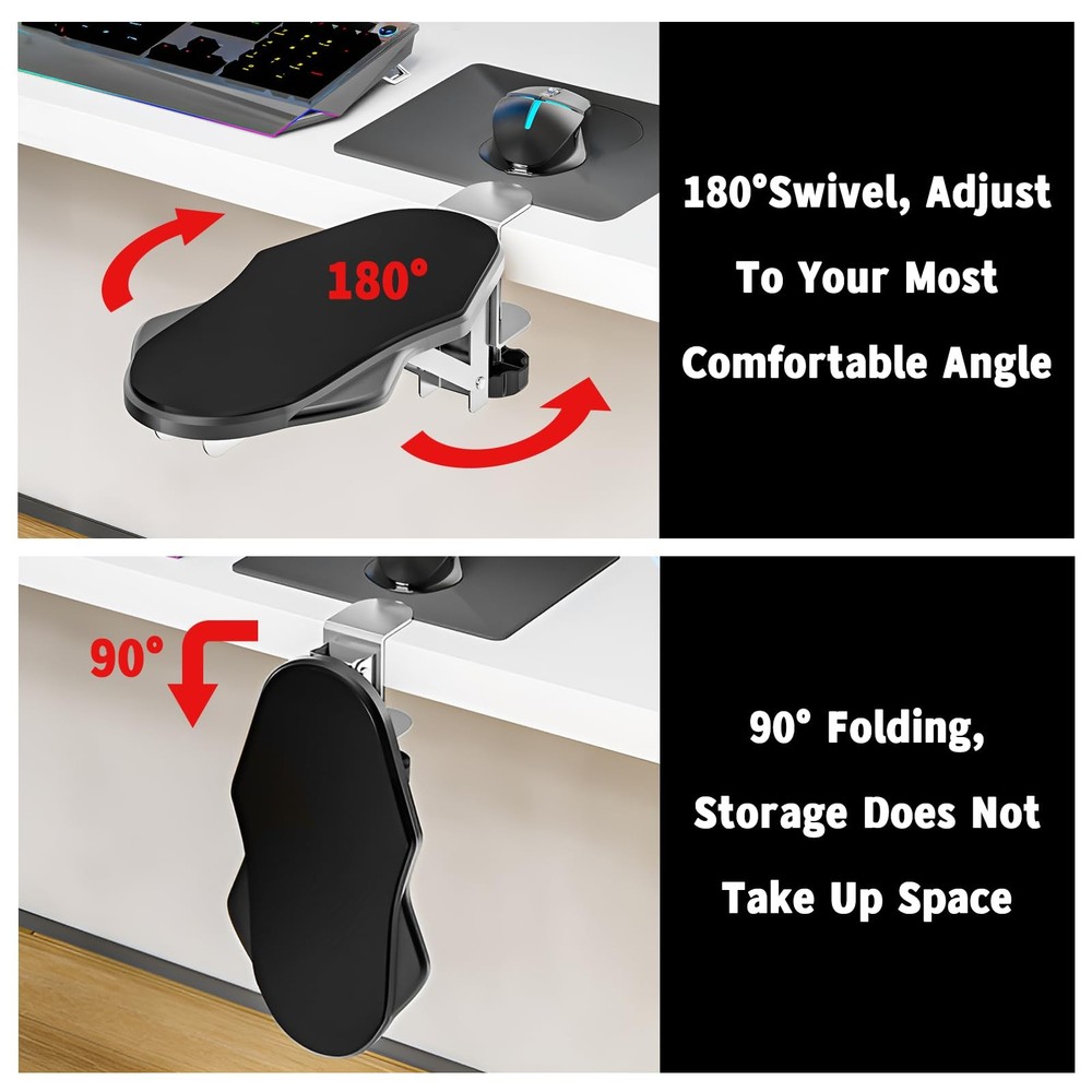 Ergonomic Foldable Elbow Rest for Computer Desk Adjustable Rotating Desk Exte...
