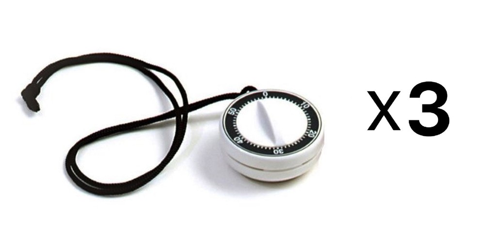 Norpro 60-Minute Plastic Timer on a Rope with Magnet on Back, White (3-Pack)