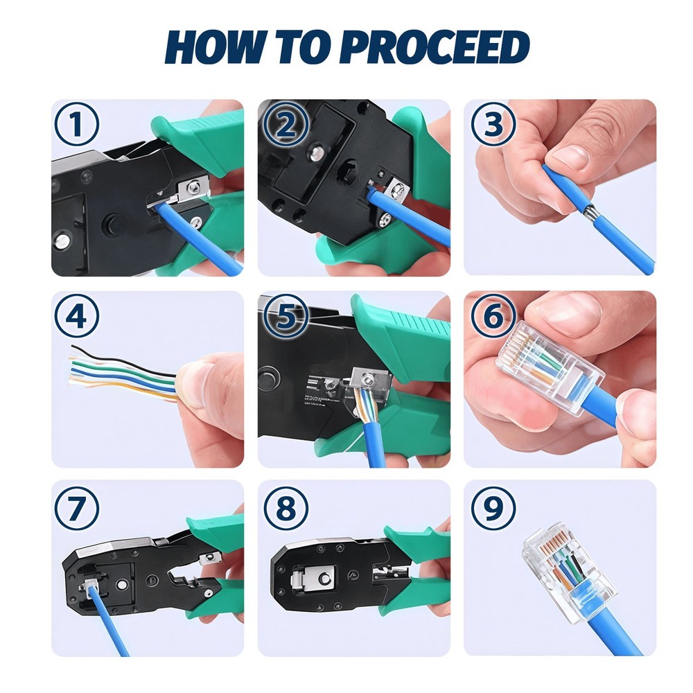 Network Tool Kit - RJ45 Crimper, Tester & Strippers for Ethernet Cable Work
