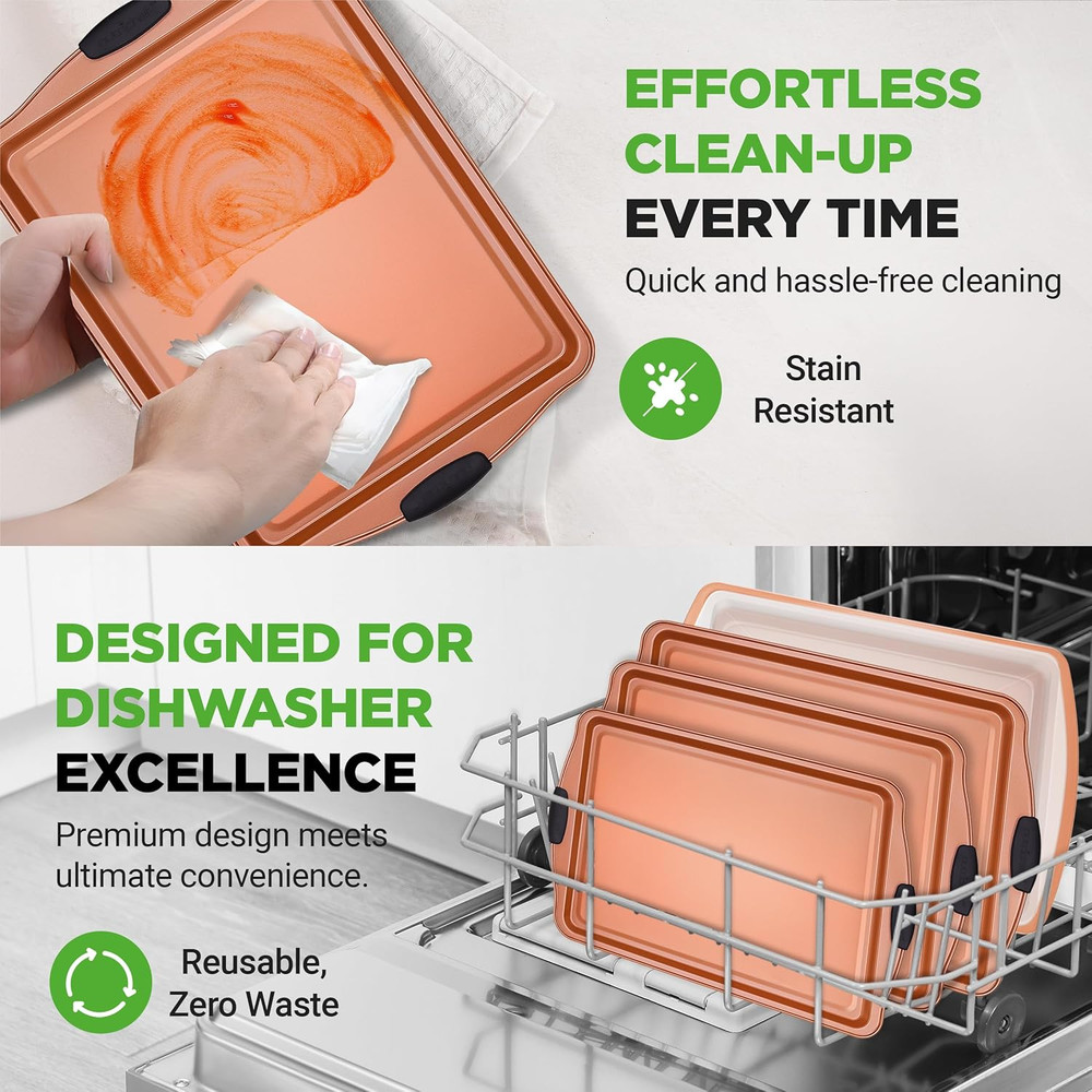 5-Piece Bakeware Set – Premium Non-Stick, Stackable Kitchen Baking Pans with Sil