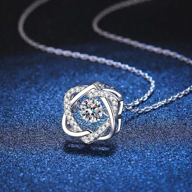 925 Silver Locked Hearts Pendant Necklace