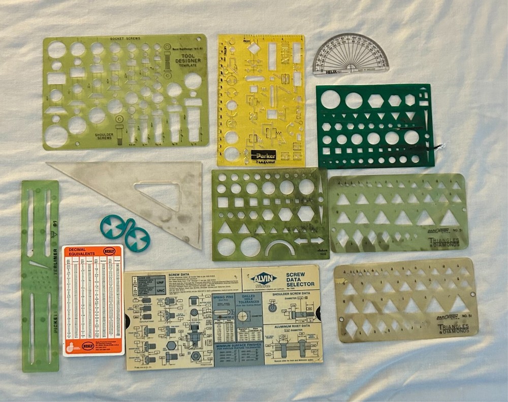 Architectural Drafting Tools Design Templates Screw Selector Chart (21 Pieces)