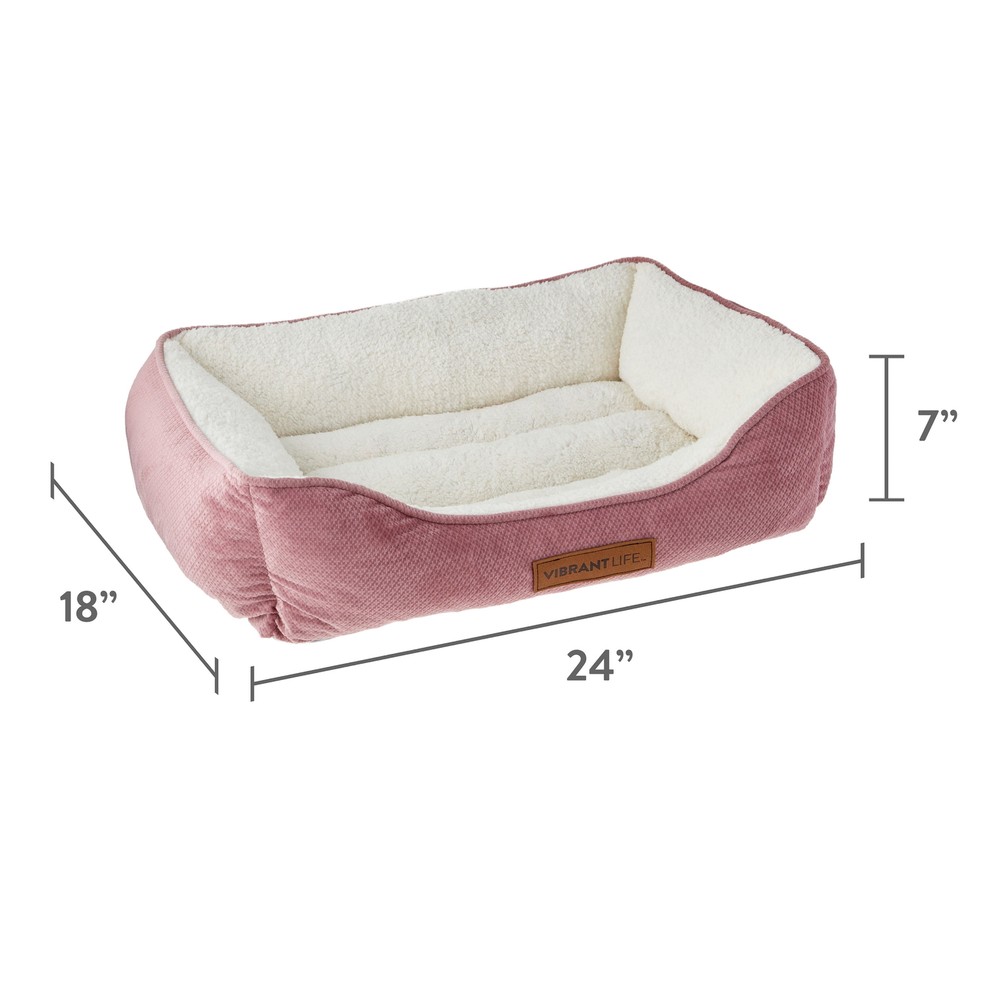 Premium Cuddler Pet Bed, Pink & White, 1 Count