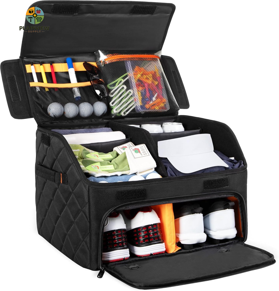 Upgraded Golf Trunk Organizer, Golf Car Organizer with Separate Ventilated Compa