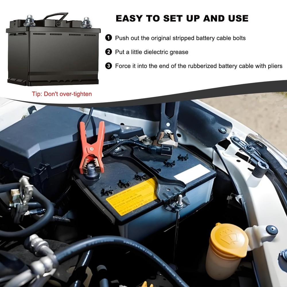 Wevdn 2 PCS Side Post Battery Terminal Bolts, 3/8-16 Stud Thread 2 PCS, Short