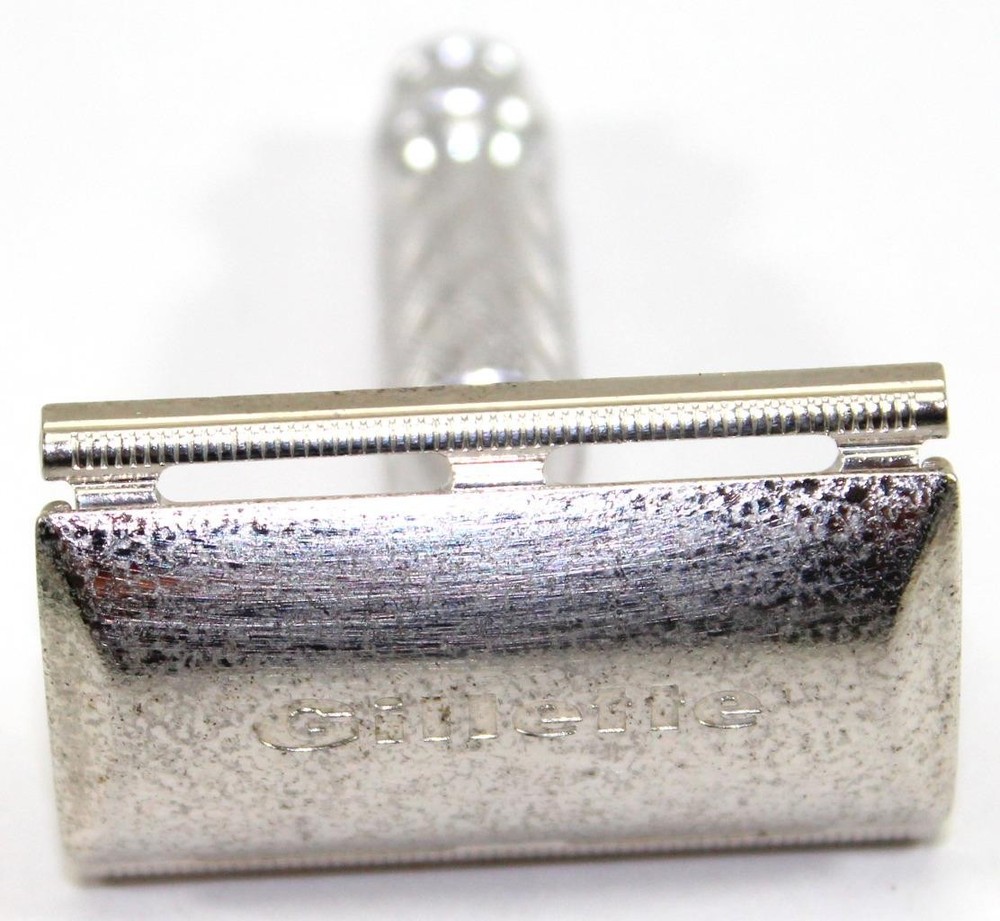 Vintage Gillette 3-Piece Safety Razor ~ Diamond-Pattern Handle