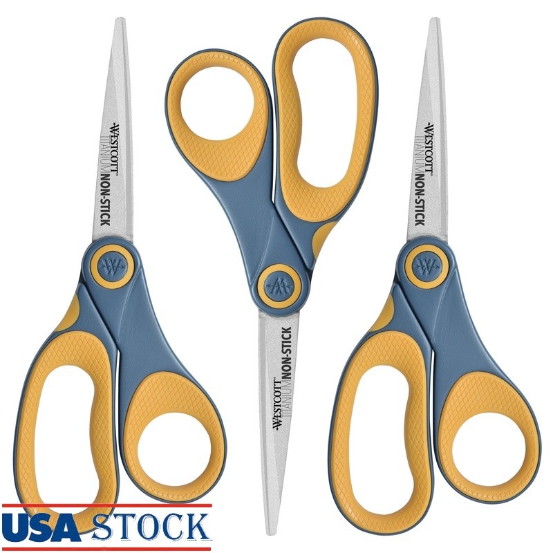 Titanium Bonded Non-Stick Straight Scissors Sharp Cutting Tools Office Crafts US