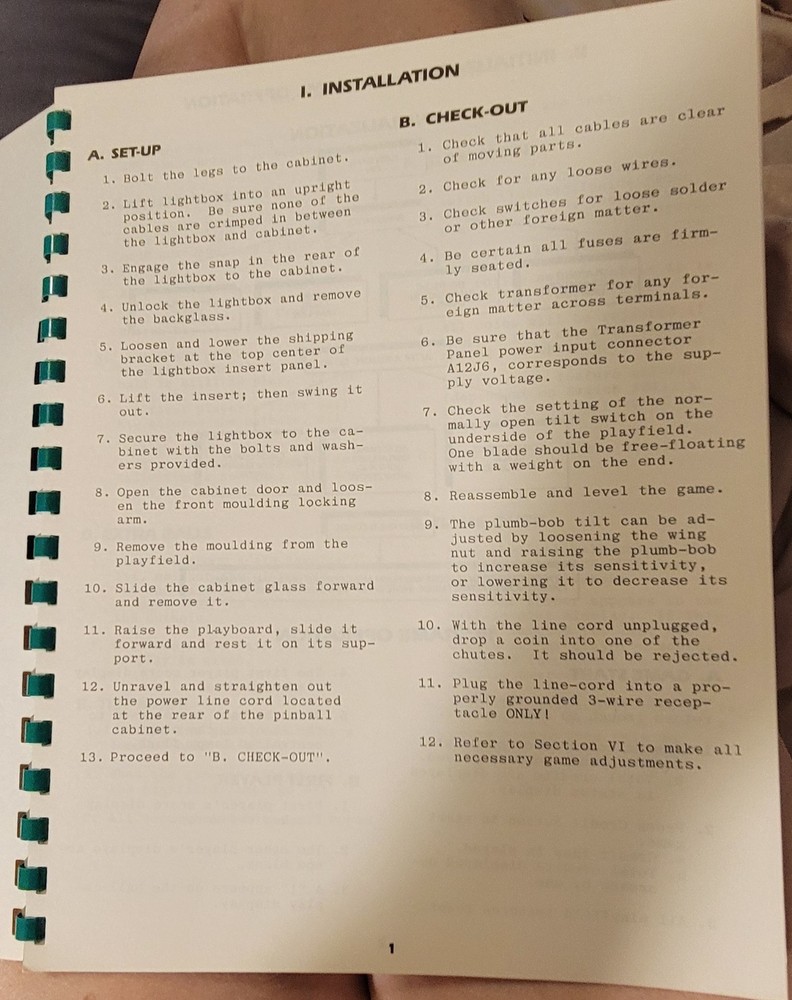 Gottlieb Touchdown Pinball Game Instruction Manual Schematics ORIGINAL