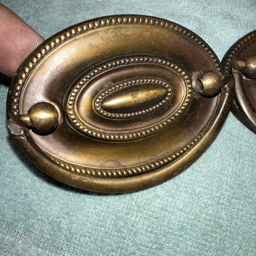 4 Vintage Tin Drawer Pulls Drop Handles Reclaimed Hardware Nice Patina