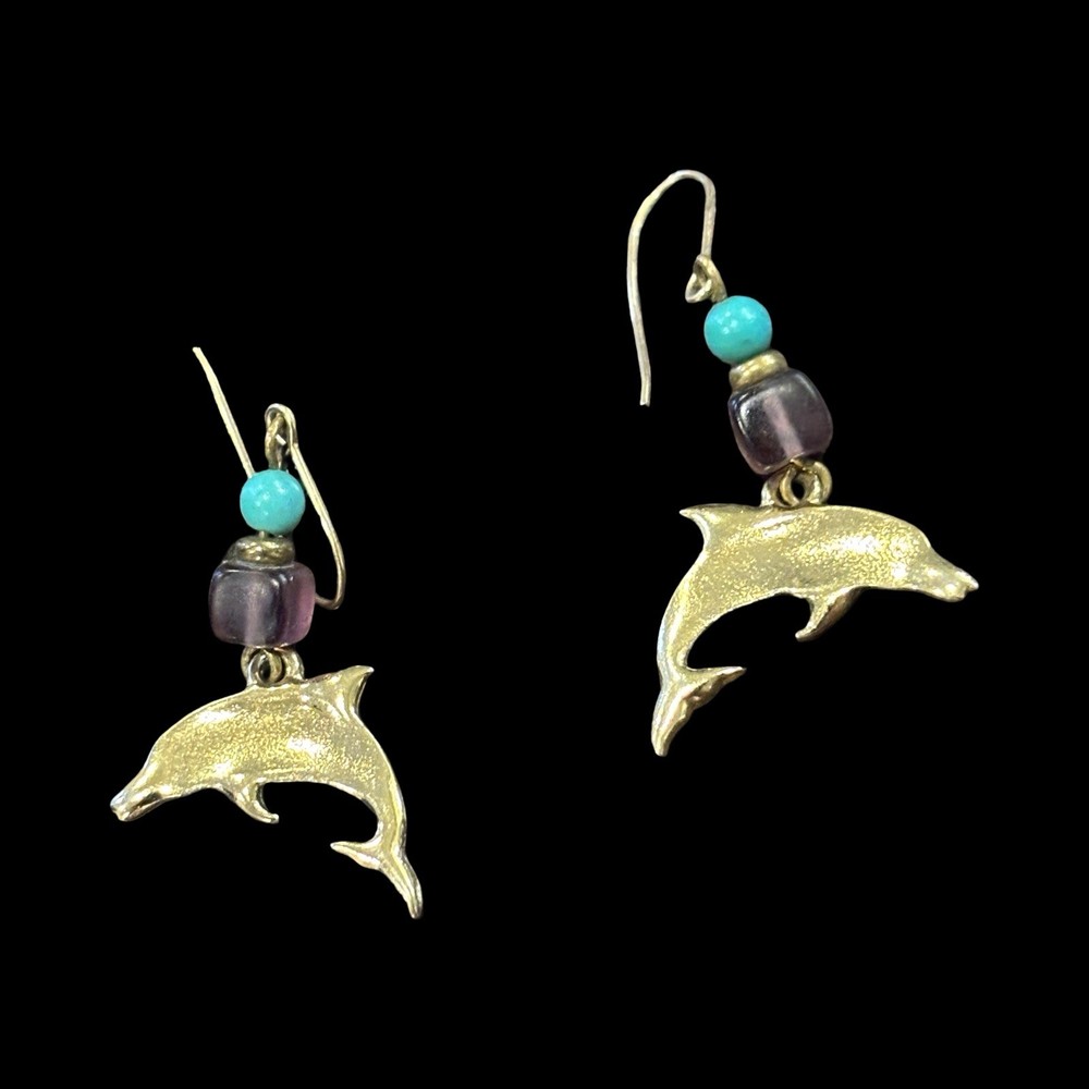 Vintage Dolphin Dangle Earrings