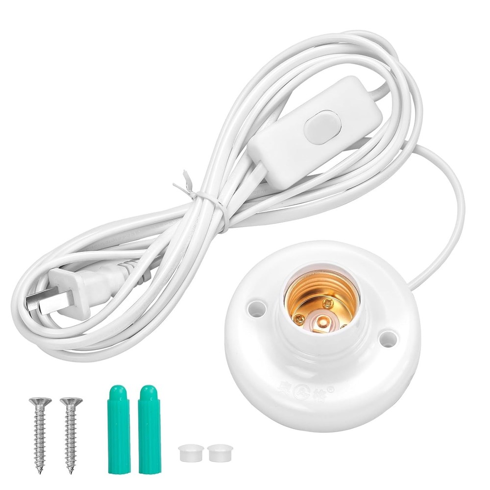 1 Pcs 9.84 Ft Light Socket with Cord E26/ E27 Light Bulb Socket with On/Off Swit