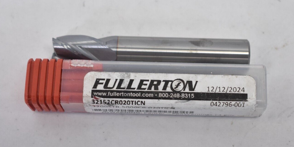 Fullerton Tools 32152CR020TICN Solid Carbide Square End Mill 230819 4 Flute