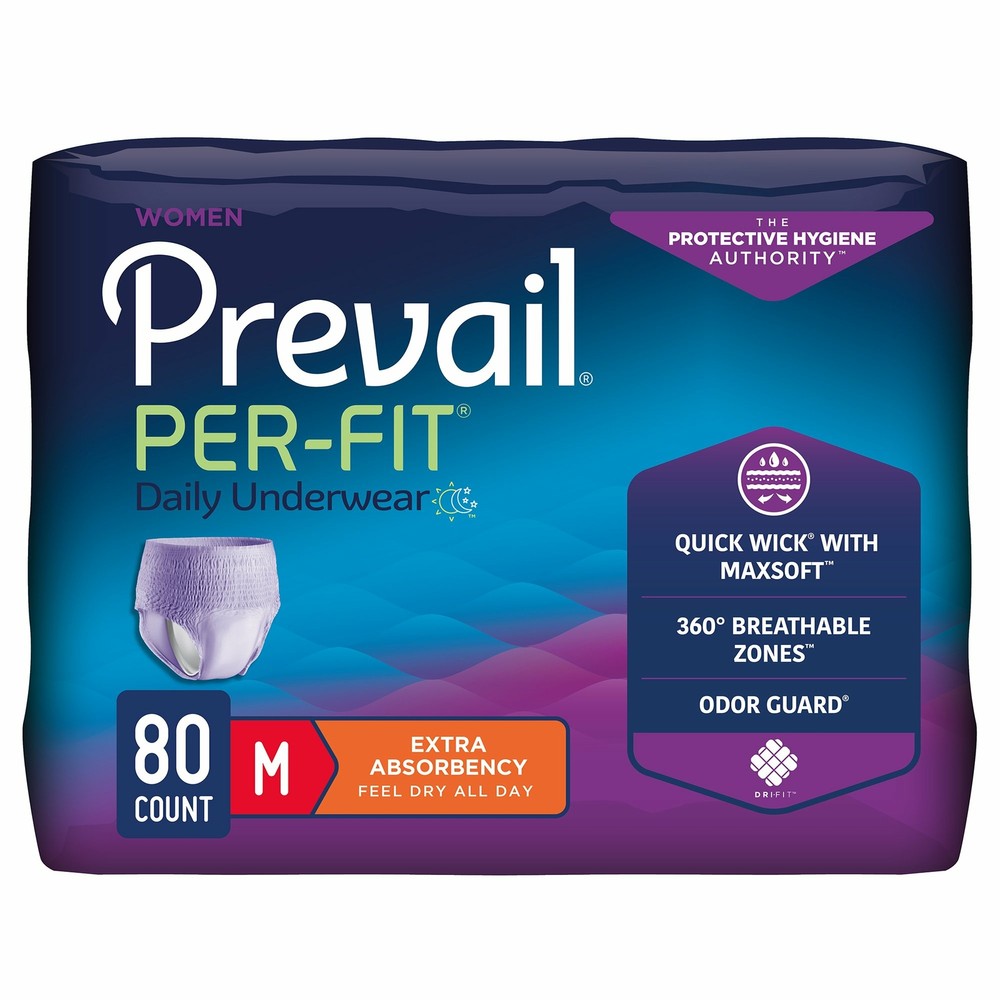 Prevail Disposable Underwear Female Medium Extra 80 Ct