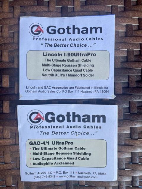 Gotham GAC-4/1 UltraPro Interconnect Cable Assembly 5 meter PAIR