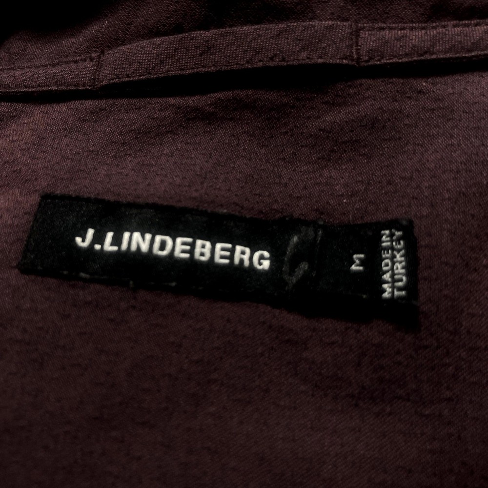 J Lindeberg 1/2 Zip David Crepe Moline Pullover Golf Shirt Maroon Red Medium