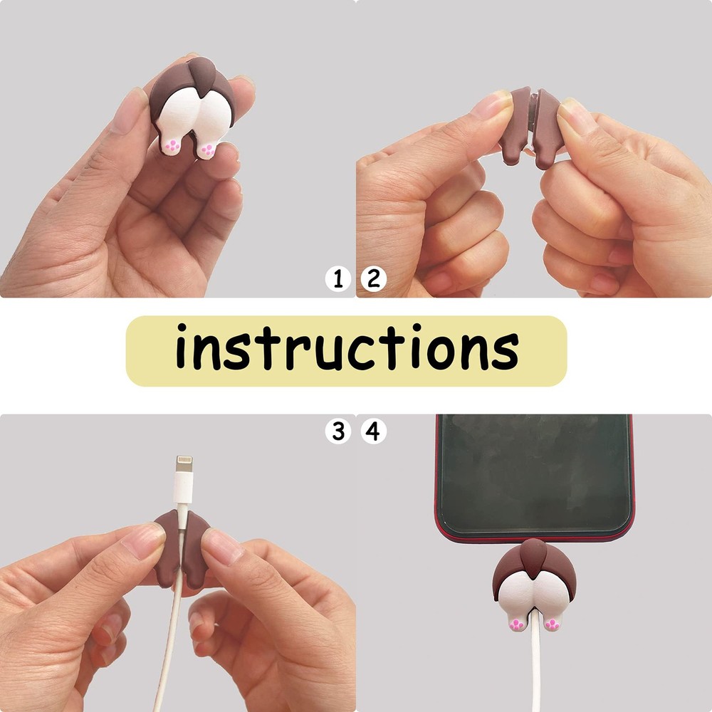 15 Pack USB Charger Protector, Cute Animal & Fruit Design, Protects & Decorat...