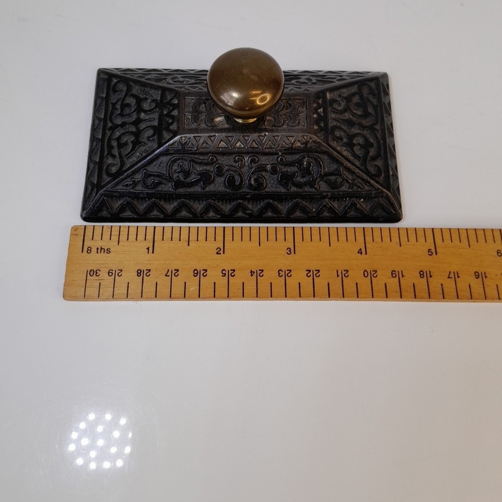 Antique Brass/Metal Blotter. Green Felt Base.