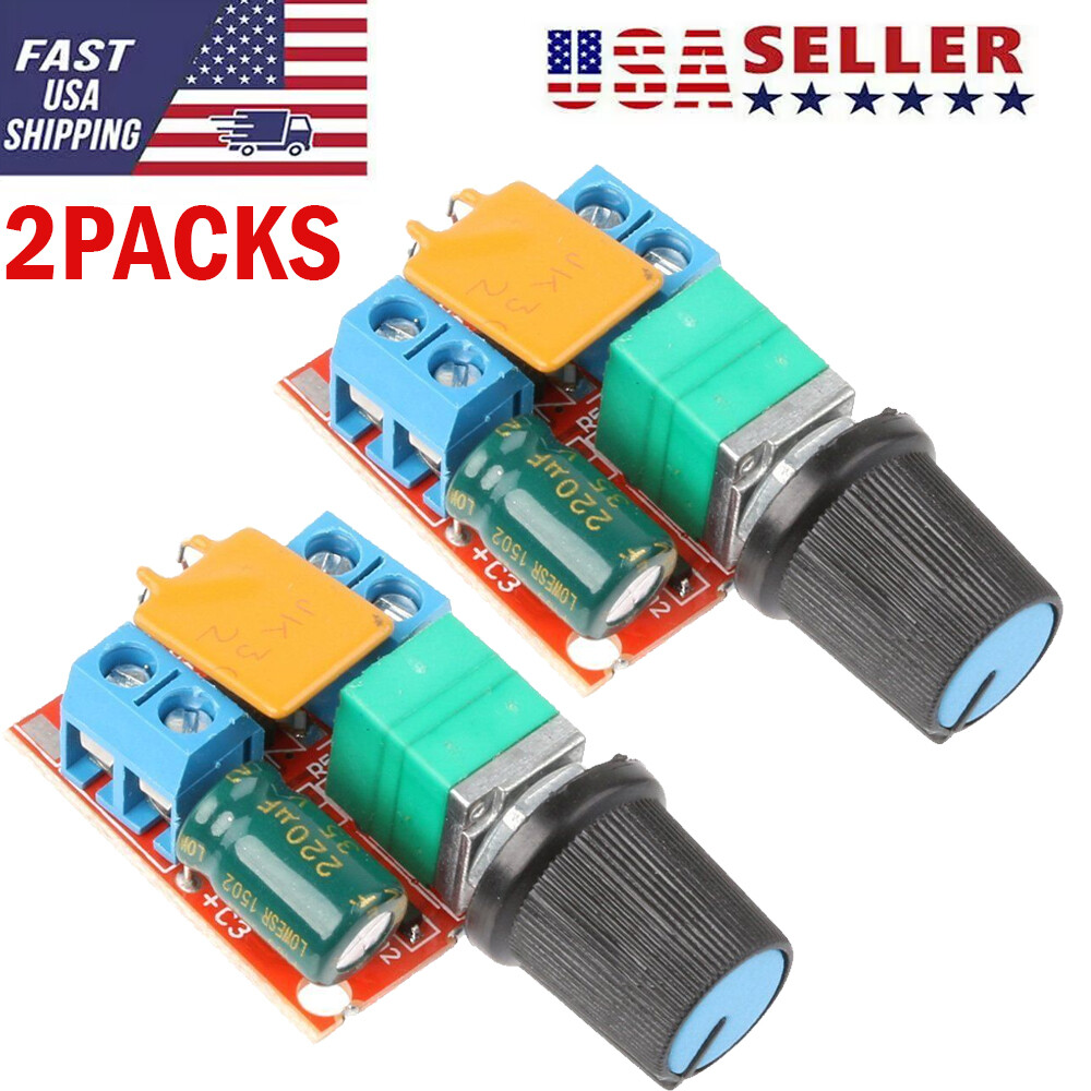 2PC Mini Dc Motor PWM Speed Controller 3v-35v Speed Control Switch LED Dimme