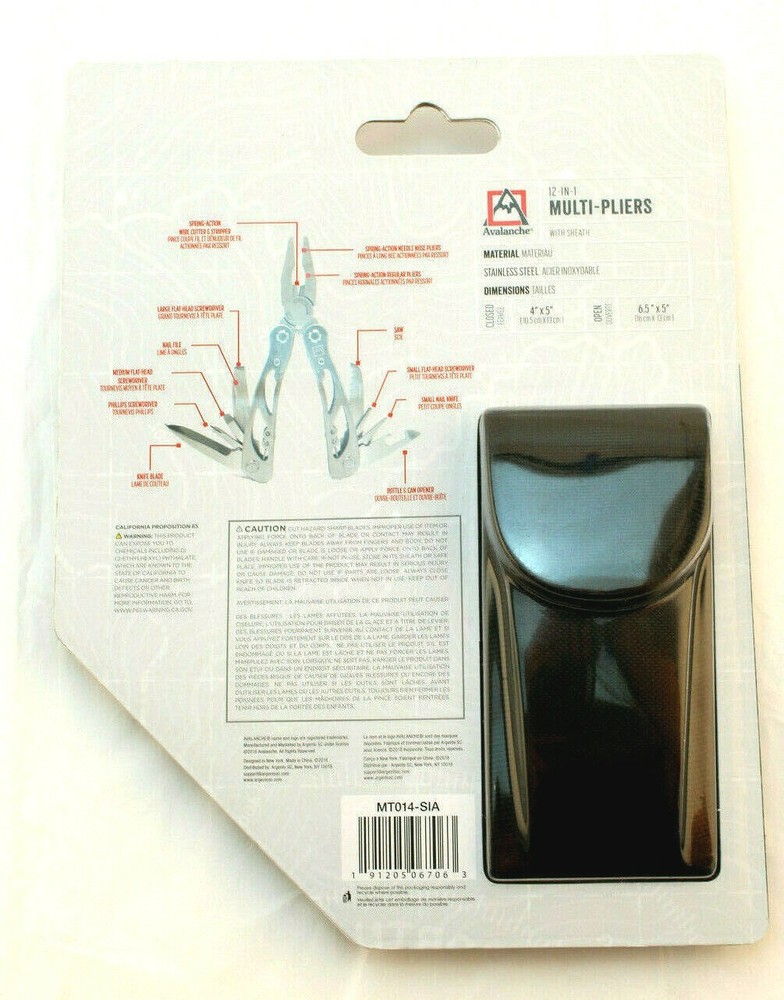 AVALANCHE 12-IN-1 Multi-Pliers Multi Survival Tool With Sheath NEW