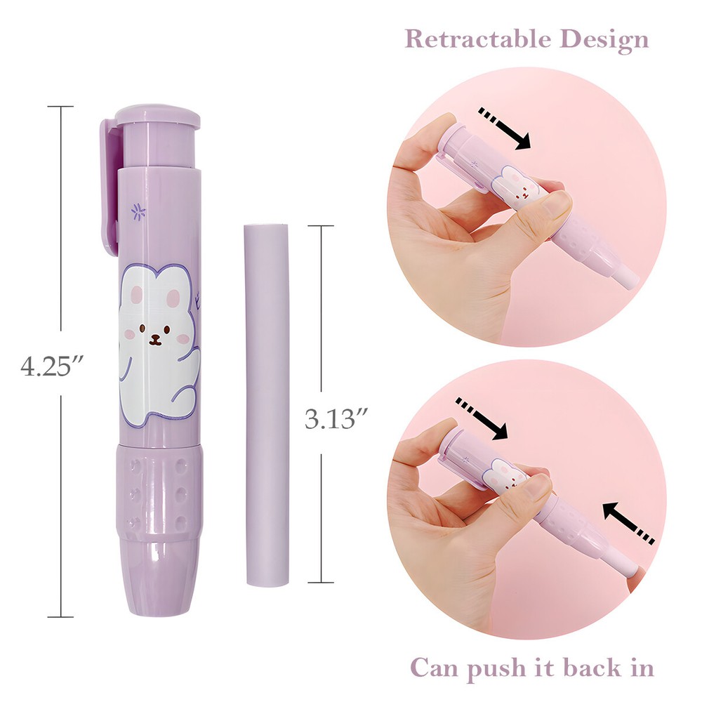 Wrapables Clickable Push Button Retractable Erasers with Refills (Set o 2)
