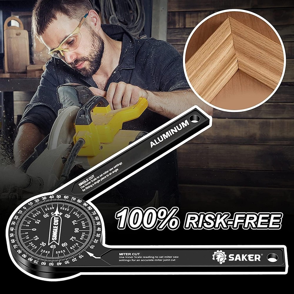 Precision Laser Angle Finder - 7-Inch Miter Protractor for Builders & Plumbers