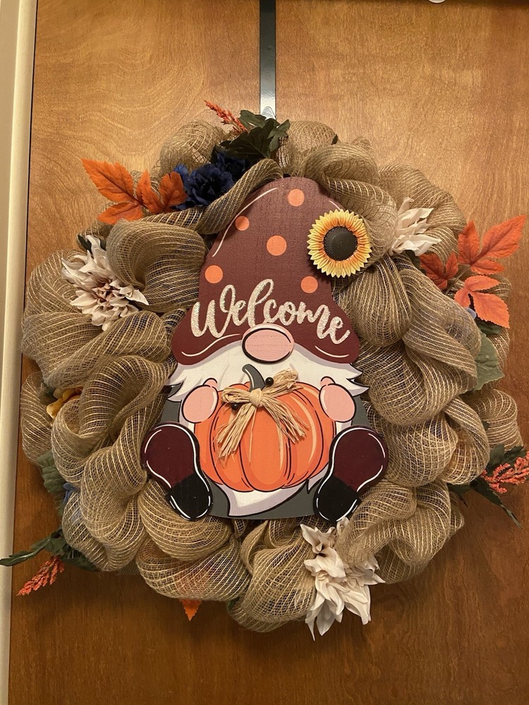 25" Gnome Fall Handmade Wreath Brand New