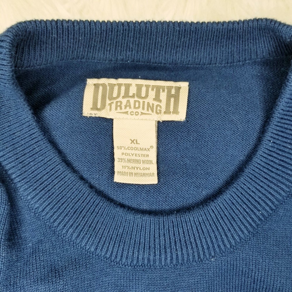 Duluth men's XL blue Marino wool blend coolmax