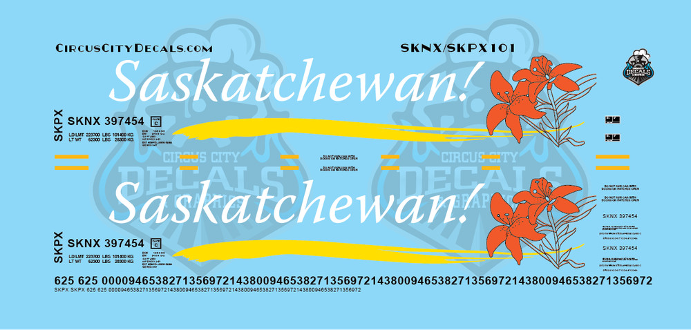 Saskatchewan! Grain Hopper SKNX SKPX Decal Set HO Scale