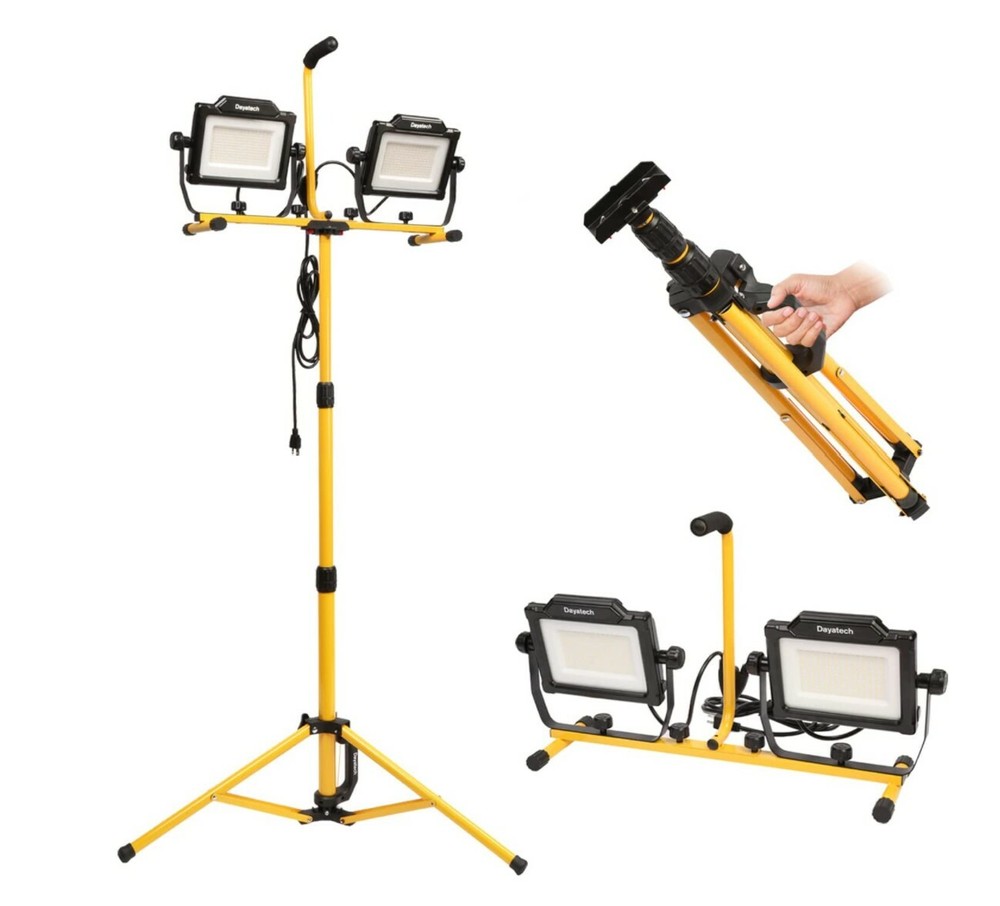 DAYATECH 180W 20000 Lumen Dual-Head LED Work Light With Tripod Stand, Brightness